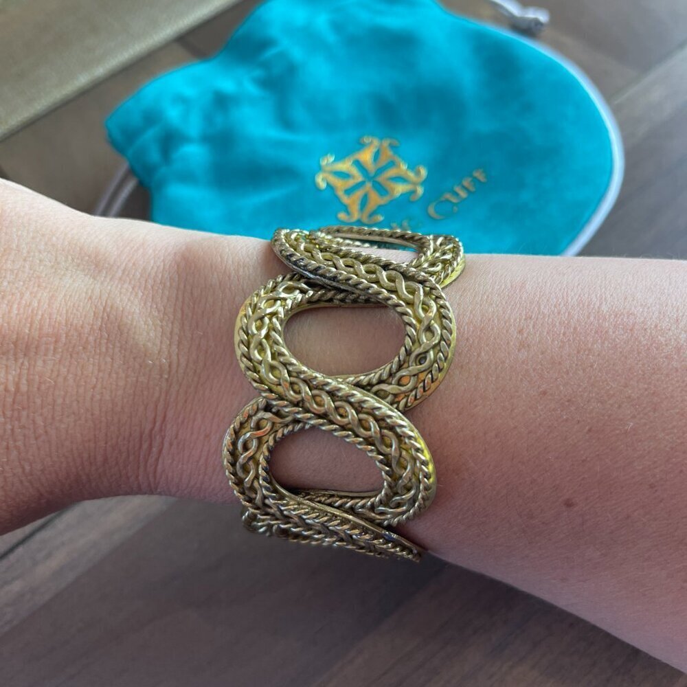 Rustic Cuff Gold Tone Cuff, Flexible, Includes Pouch, Casual, Comfortable, - Picture 4 of 16